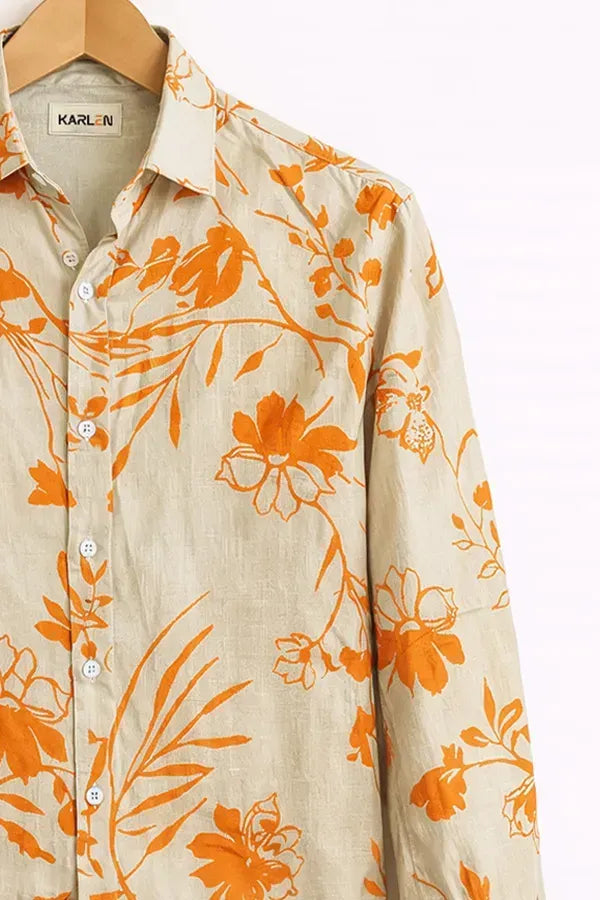 Buy HarbourStreets Luxury Beige Floral Print Shirt Online In Jaipur