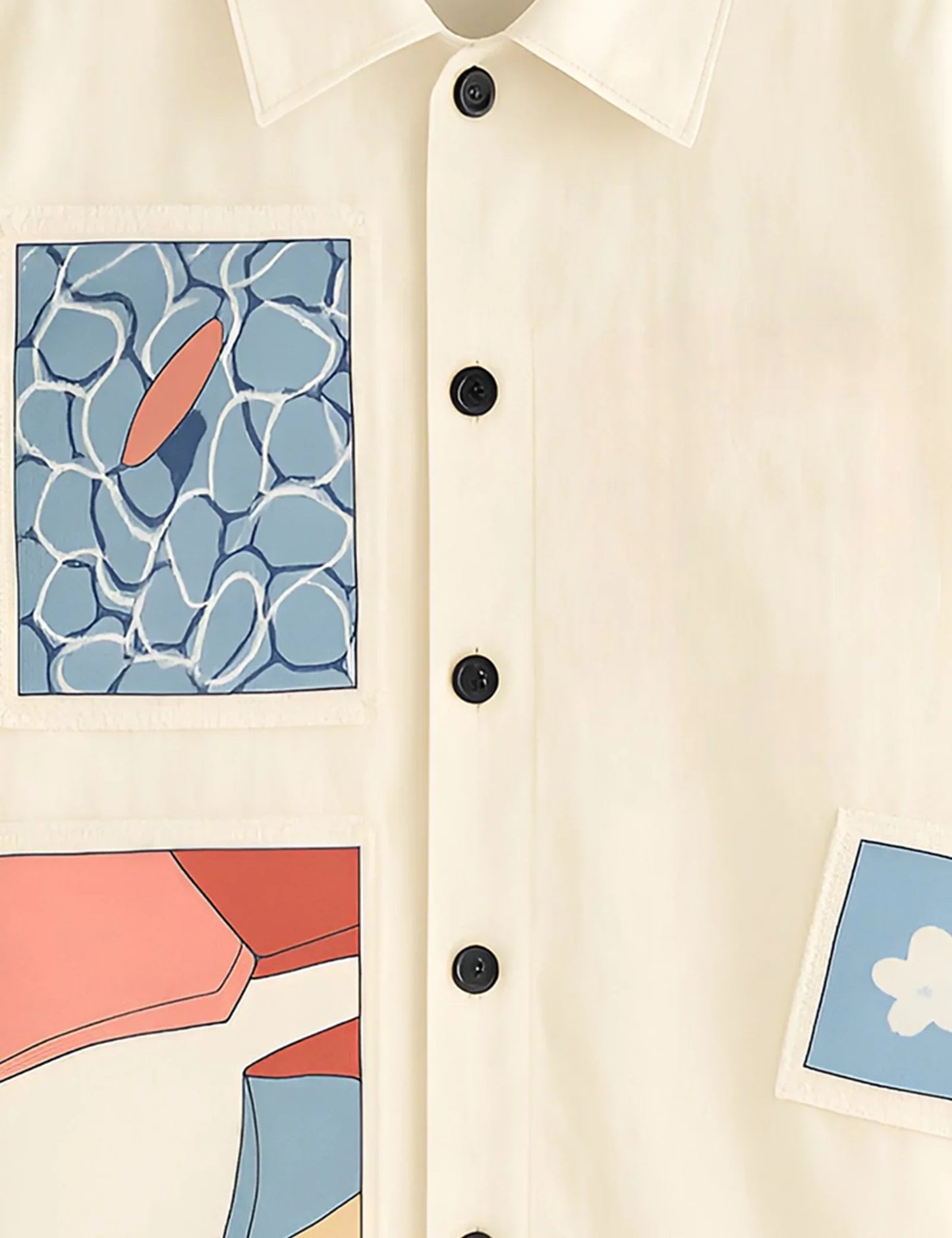 Shop HarbourStreets Cream Half Patch Printed Latest Trend Shirt Online