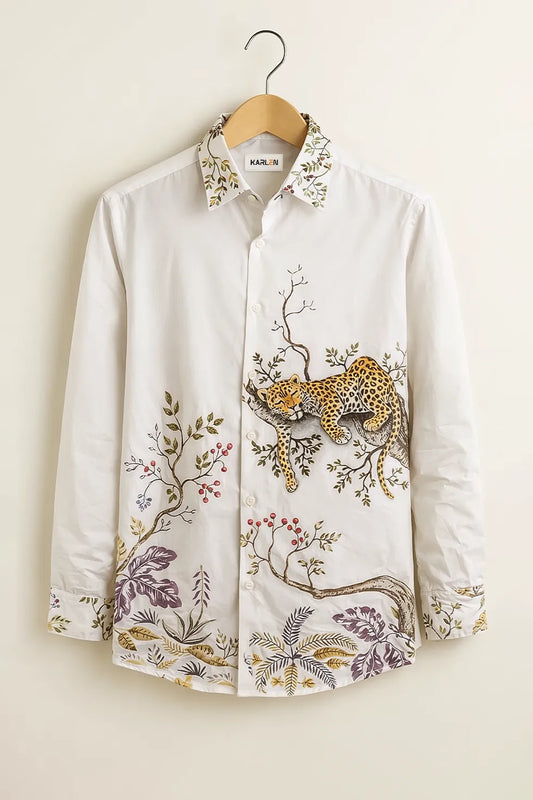 Buy HarbourStreets White Wildlife Premium Full Sleeve Shirt Online In Howra-Kolkatta