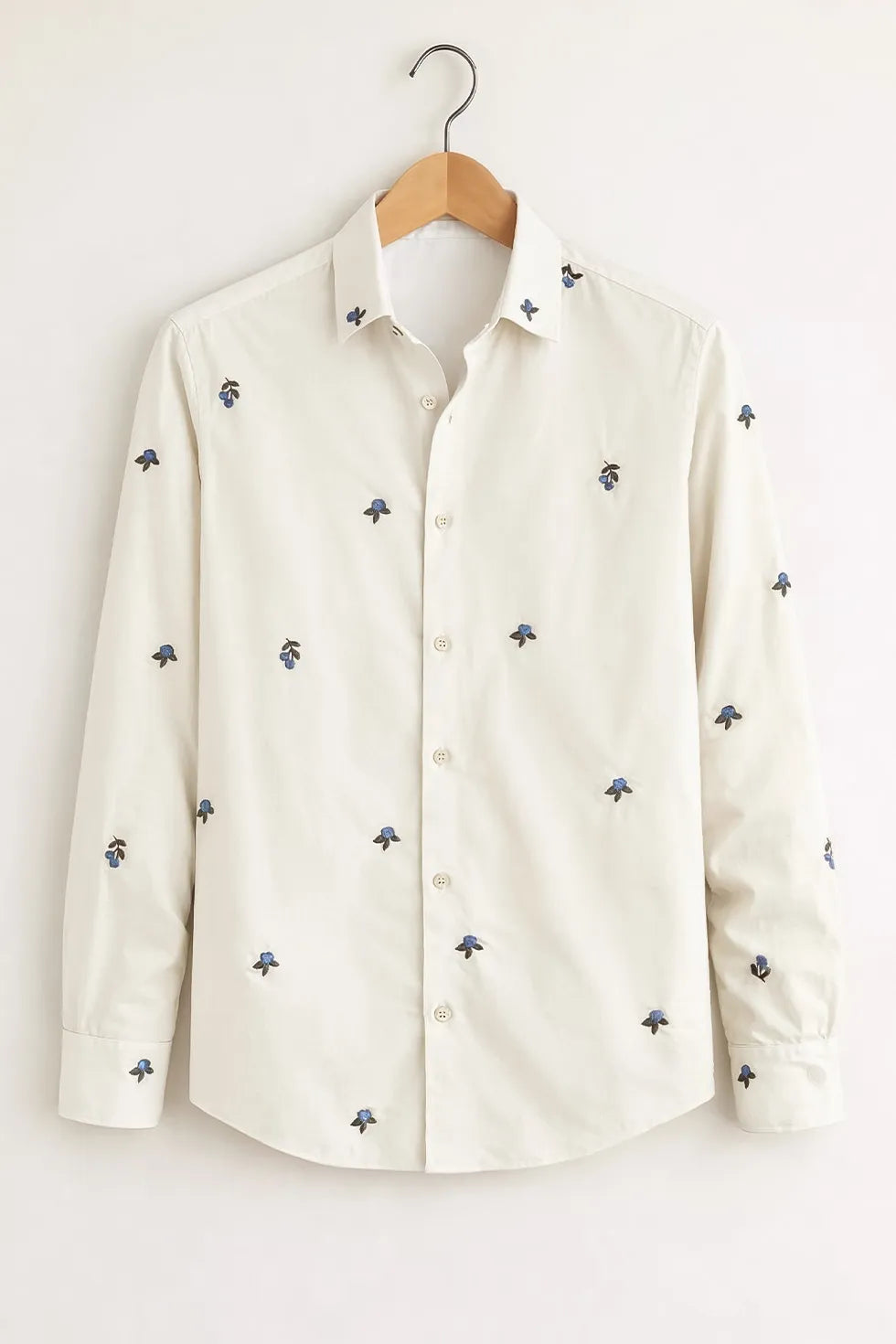 Shop HarbourStreets White Micro Floral Premium Kolkatta Style Shirt Online