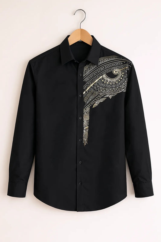 Buy HarbourStreets Luxury Black Ethnic Art Print Shirt Online In Ranchi