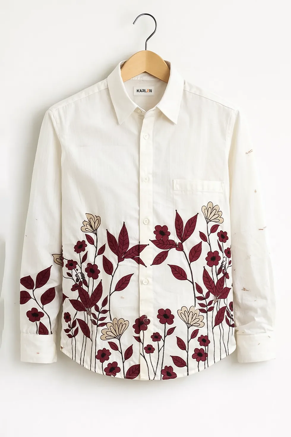 Buy HarbourStreets Luxury White Floral Embroidered Print Shirt Online In Kanpur-up