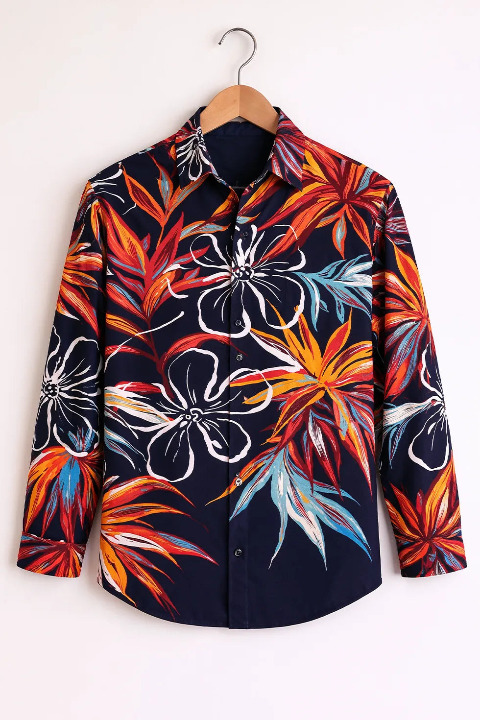 Buy HarbourStreets Navy Tropical Floral Premium Full Sleeve Shirt Online