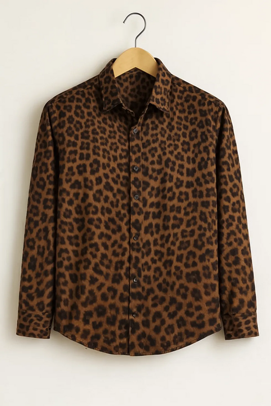 Shop HarbourStreets Luxury Brown Leopard Print Shirt Online In Lucknow