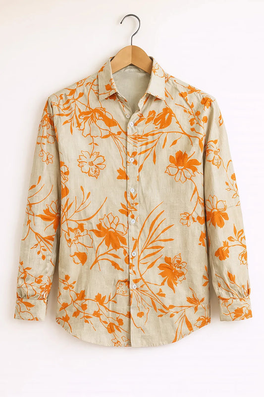 Buy HarbourStreets Luxury Beige Floral Print Shirt Online In Jaipur