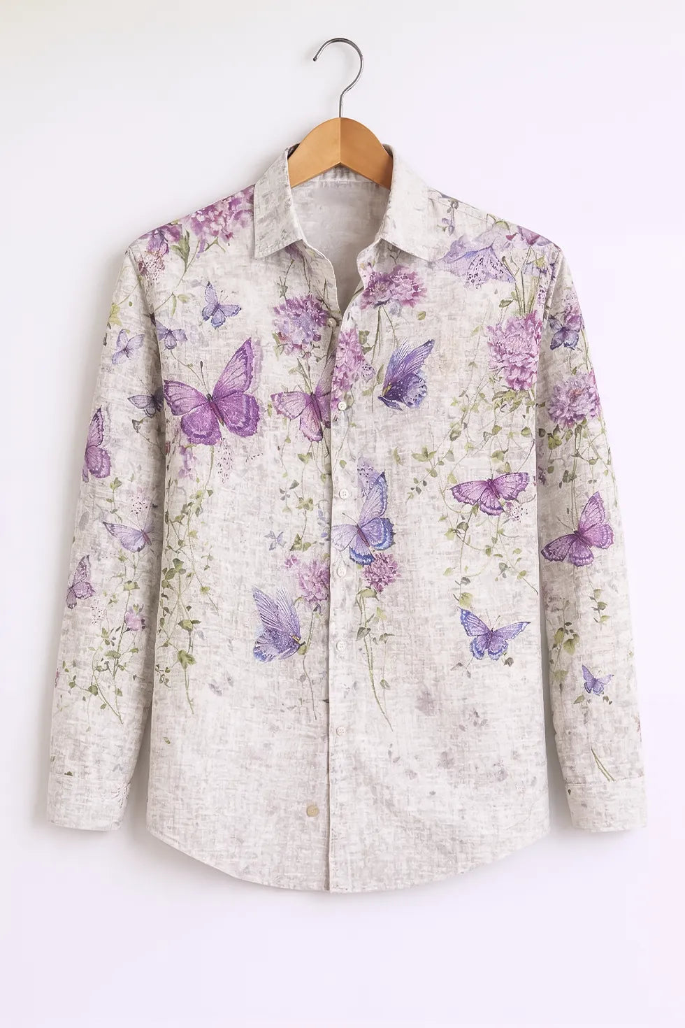 Buy HarbourStreets Luxury Lavender Butterfly Print Shirt Online In Lucknow-Uttarpradesh