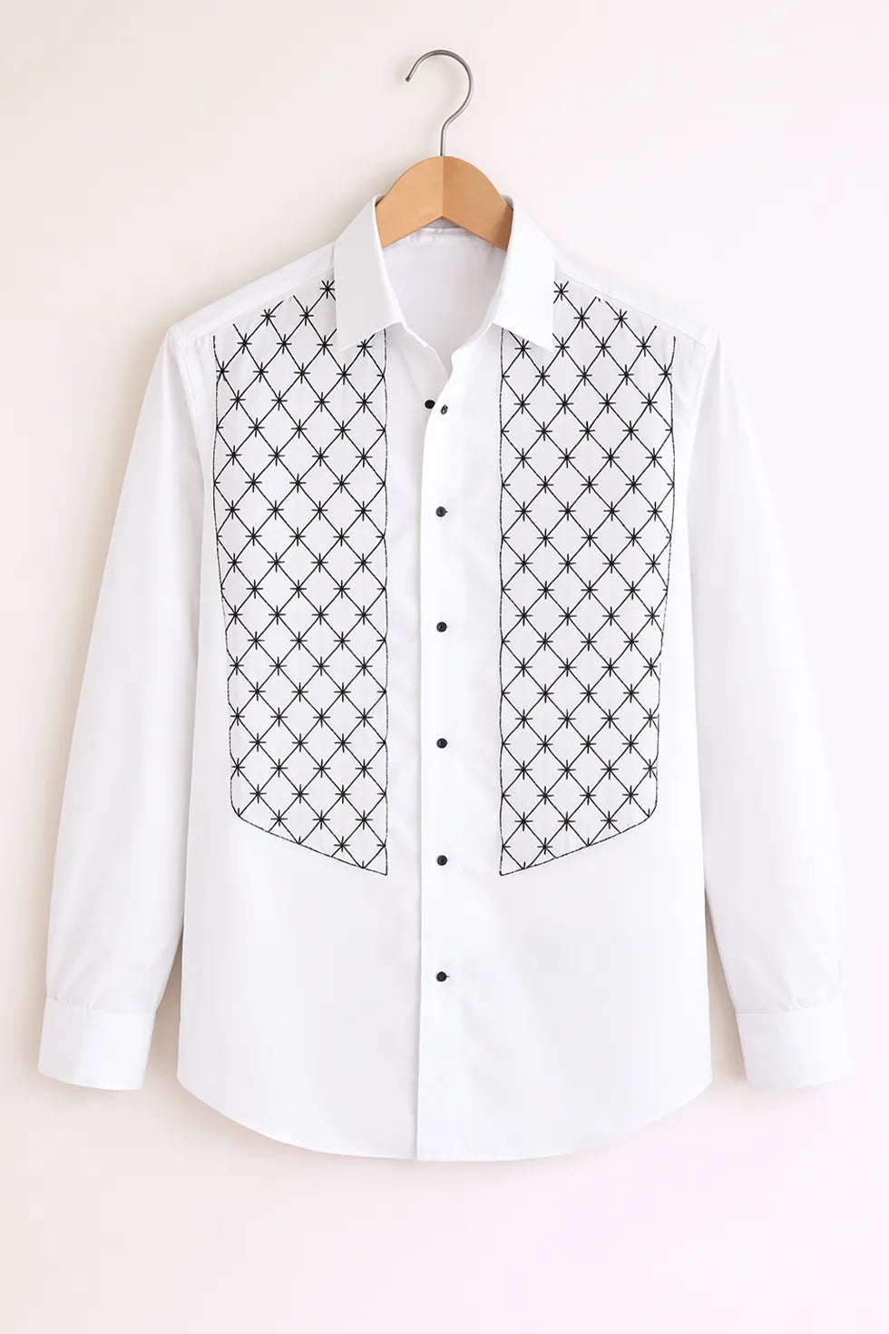 Buy HarbourStreets White Geometric Panel Premium Luxury Shirt Online In Kolkatta