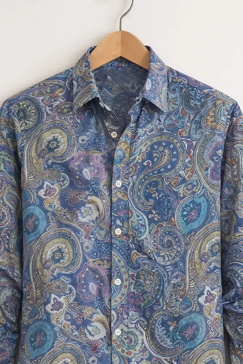 Buy HarbourStreets Luxury Blue Paisley Print Cotton Shirt Online In Agra