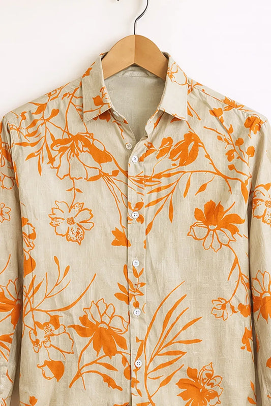 Buy HarbourStreets Luxury Beige Floral Print Shirt Online In Jaipur