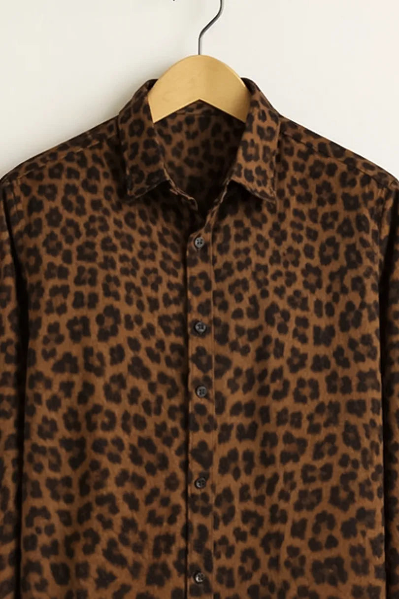 Shop HarbourStreets Luxury Brown Leopard Print Shirt Online In Lucknow