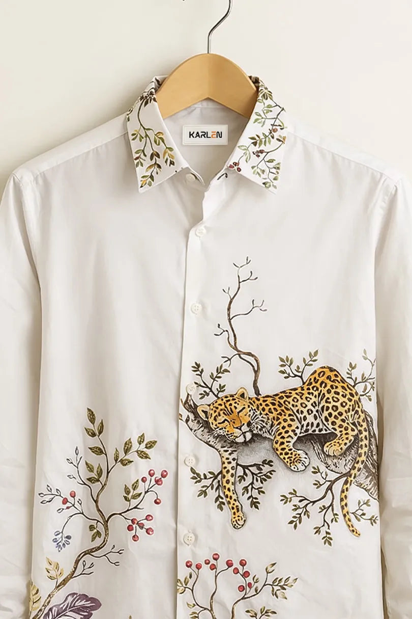 Buy HarbourStreets White Wildlife Premium Full Sleeve Shirt Online In Howra-Kolkatta