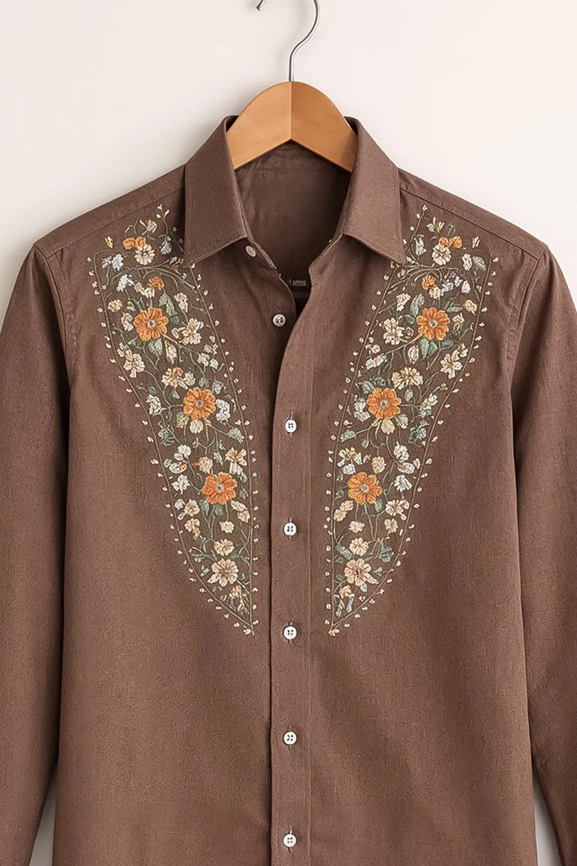 Shop HarbourStreets Heritage Floral Embroidered Print Shirt Online In Lucknow