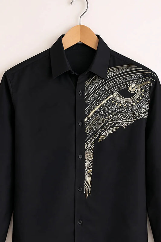 Buy HarbourStreets Luxury Black Ethnic Art Print Shirt Online In Ranchi