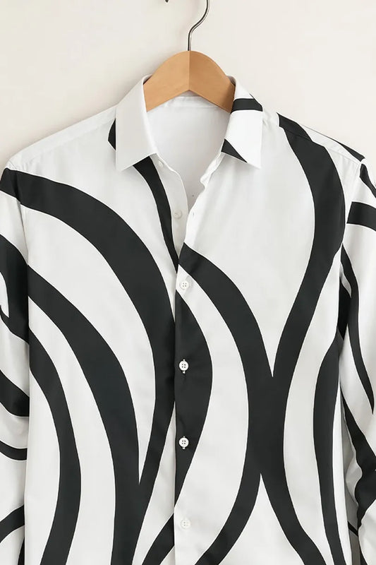 Buy HarbourStreets Luxury Black & White Abstract Print Shirt Online In Hariyana