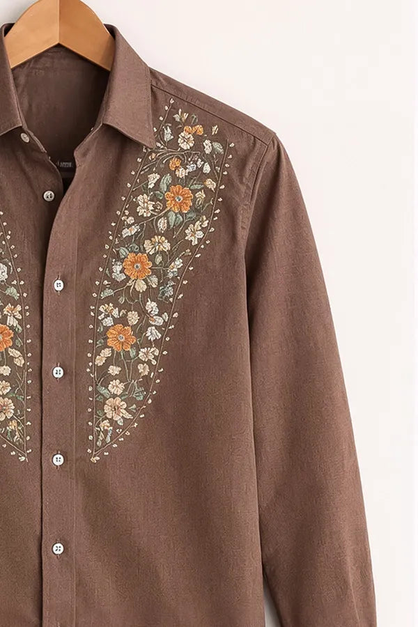 Shop HarbourStreets Heritage Floral Embroidered Print Shirt Online In Lucknow