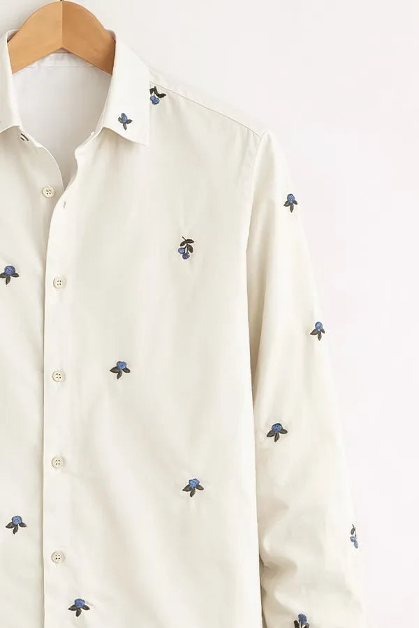 Shop HarbourStreets White Micro Floral Premium Kolkatta Style Shirt Online