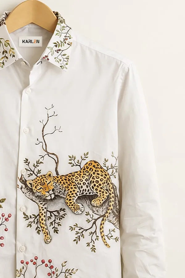 Buy HarbourStreets White Wildlife Premium Full Sleeve Shirt Online In Howra-Kolkatta