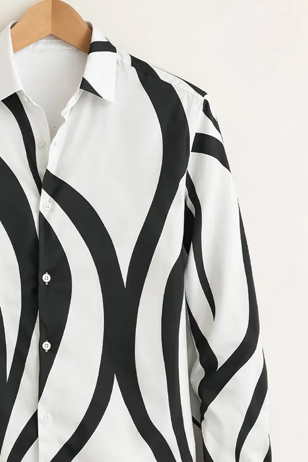 Buy HarbourStreets Luxury Black & White Abstract Print Shirt Online In Hariyana