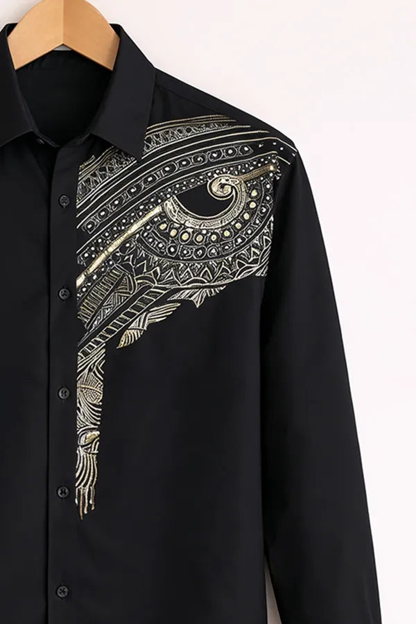 Buy HarbourStreets Luxury Black Ethnic Art Print Shirt Online In Ranchi