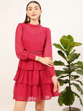new cherry Ruffle Maxi Style Dress