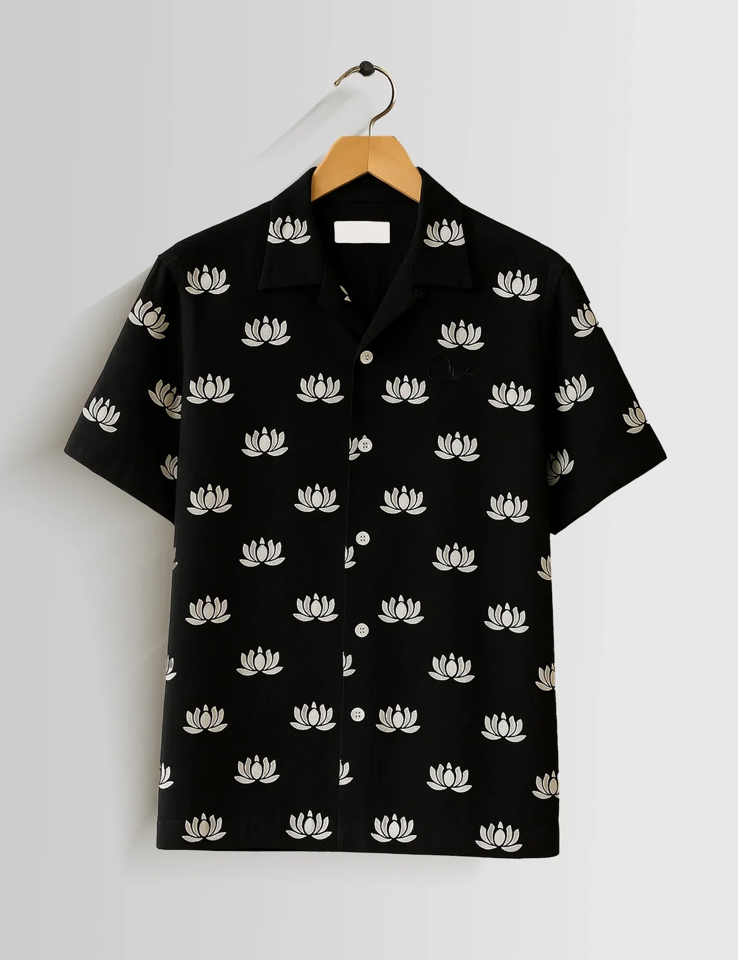 Buy HarbourStreets Black Small Lotus Printed Premium Delhi trend Shirt Online