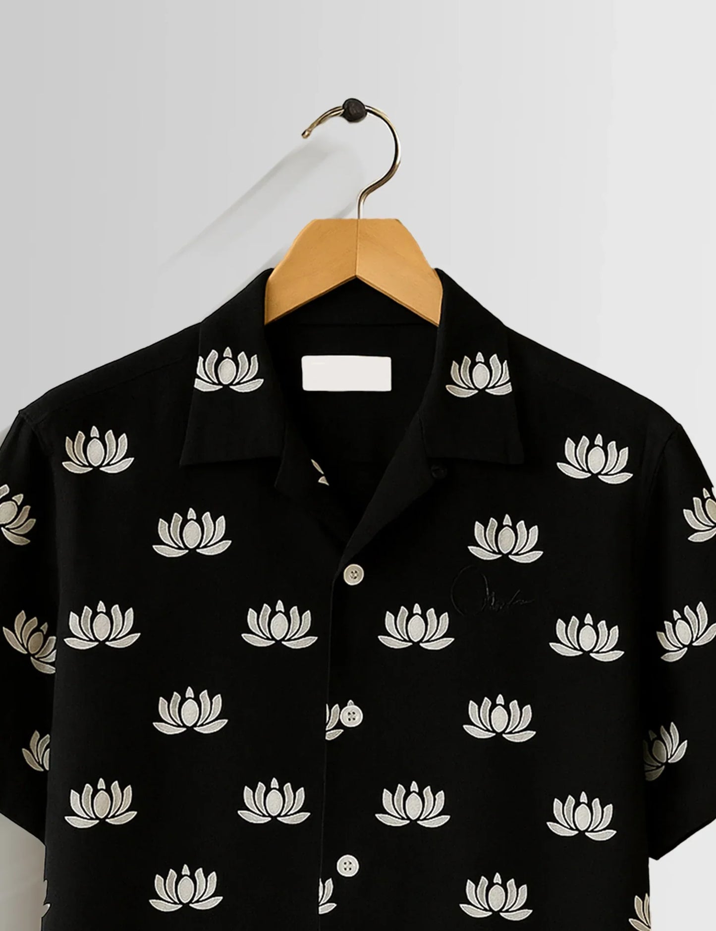 Buy HarbourStreets Black Small Lotus Printed Premium Delhi trend Shirt Online