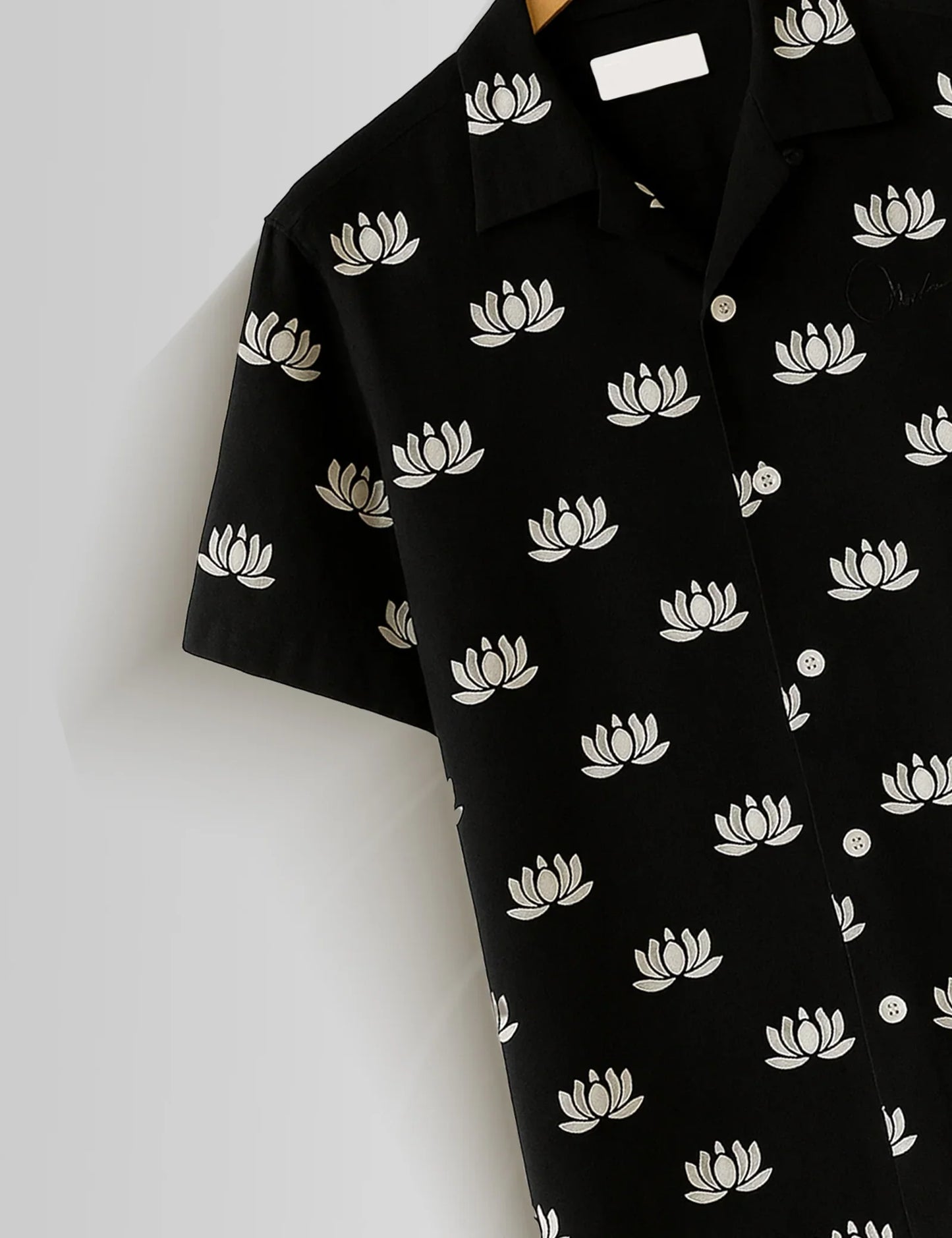 Buy HarbourStreets Black Small Lotus Printed Premium Delhi trend Shirt Online