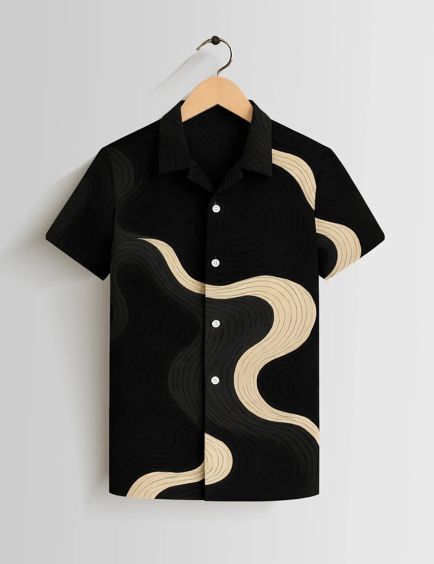 Buy HarbourStreets Black Wavy Printed Premium Shirt Online In Telangana