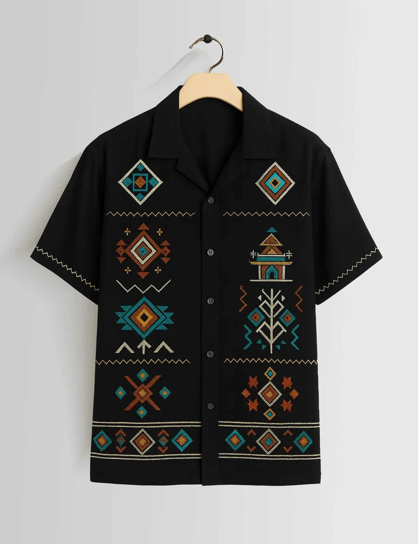 Buy HarbourStreets Black Square Hydrabad Pattern Premium Shirt Online