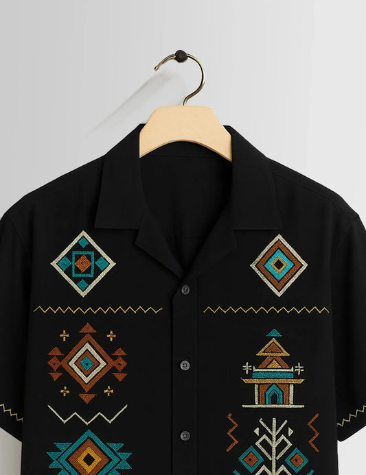 Buy HarbourStreets Black Square Hydrabad Pattern Premium Shirt Online