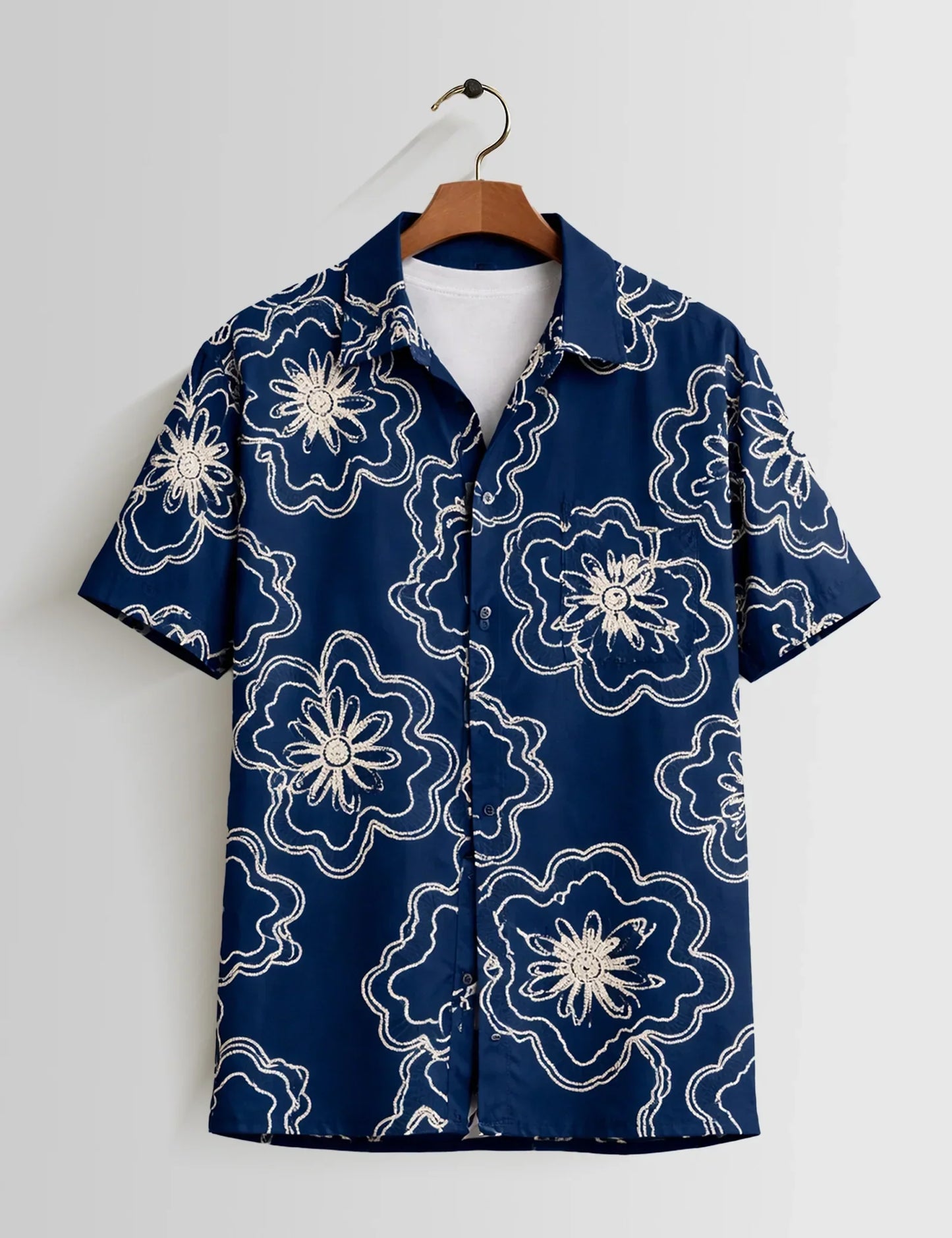 Buy HarbourStreets Blue Outline Premium Half Sleeve Shirt Online In Goa-India
