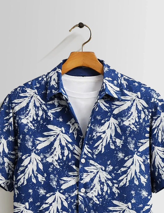 Buy HarbourStreets Latest Blue Snow Premium Half Sleeve Shirt Online