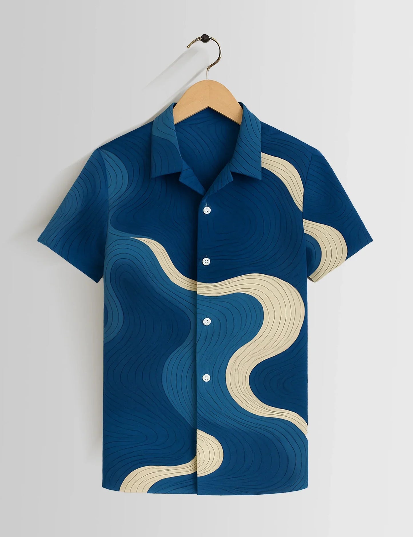 Buy HarbourStreets Blue Wavy Pattern Odisha Style Shirt Online