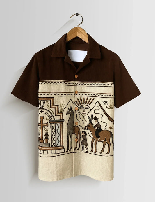 Buy HarbourStreets Brown Tamil Pattern Premium Shirt Online In Vizag