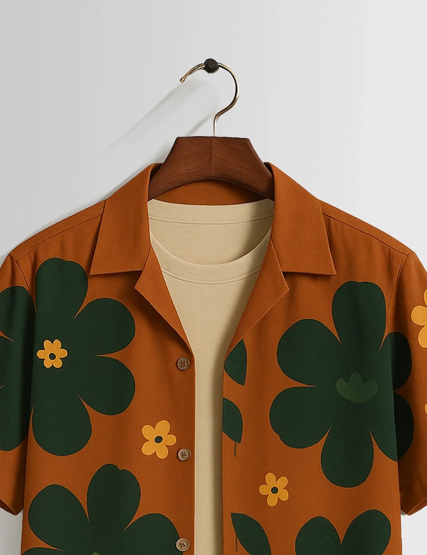 Shop HarbourStreets Brown Big Flower Printed Tamil boy Shirt Online In Chennai