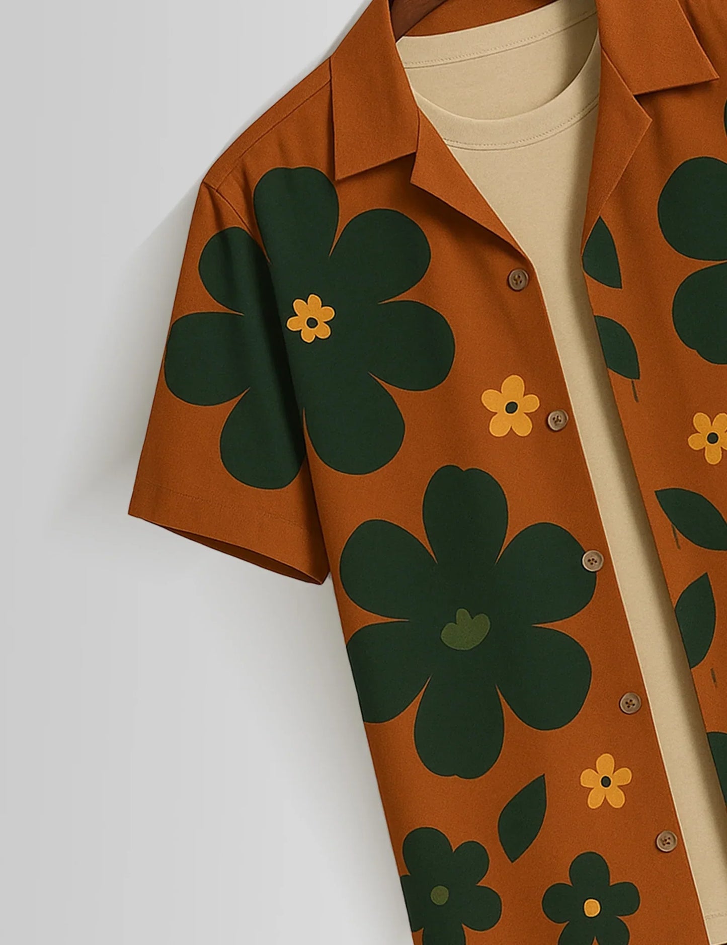 Shop HarbourStreets Brown Big Flower Printed Tamil boy Shirt Online In Chennai