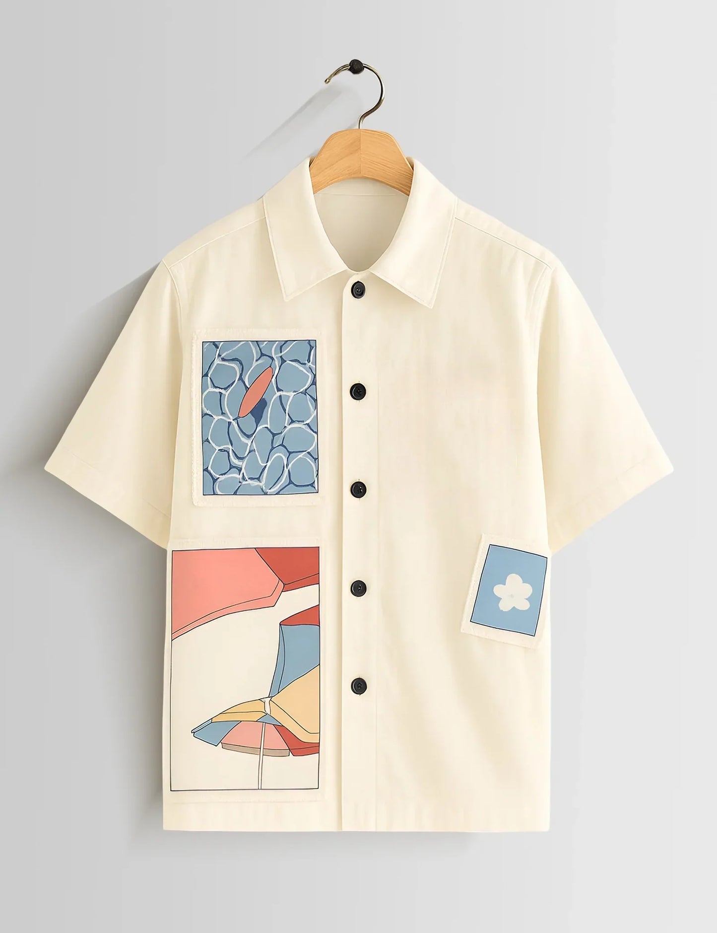 Shop HarbourStreets Cream Half Patch Printed Latest Trend Shirt Online