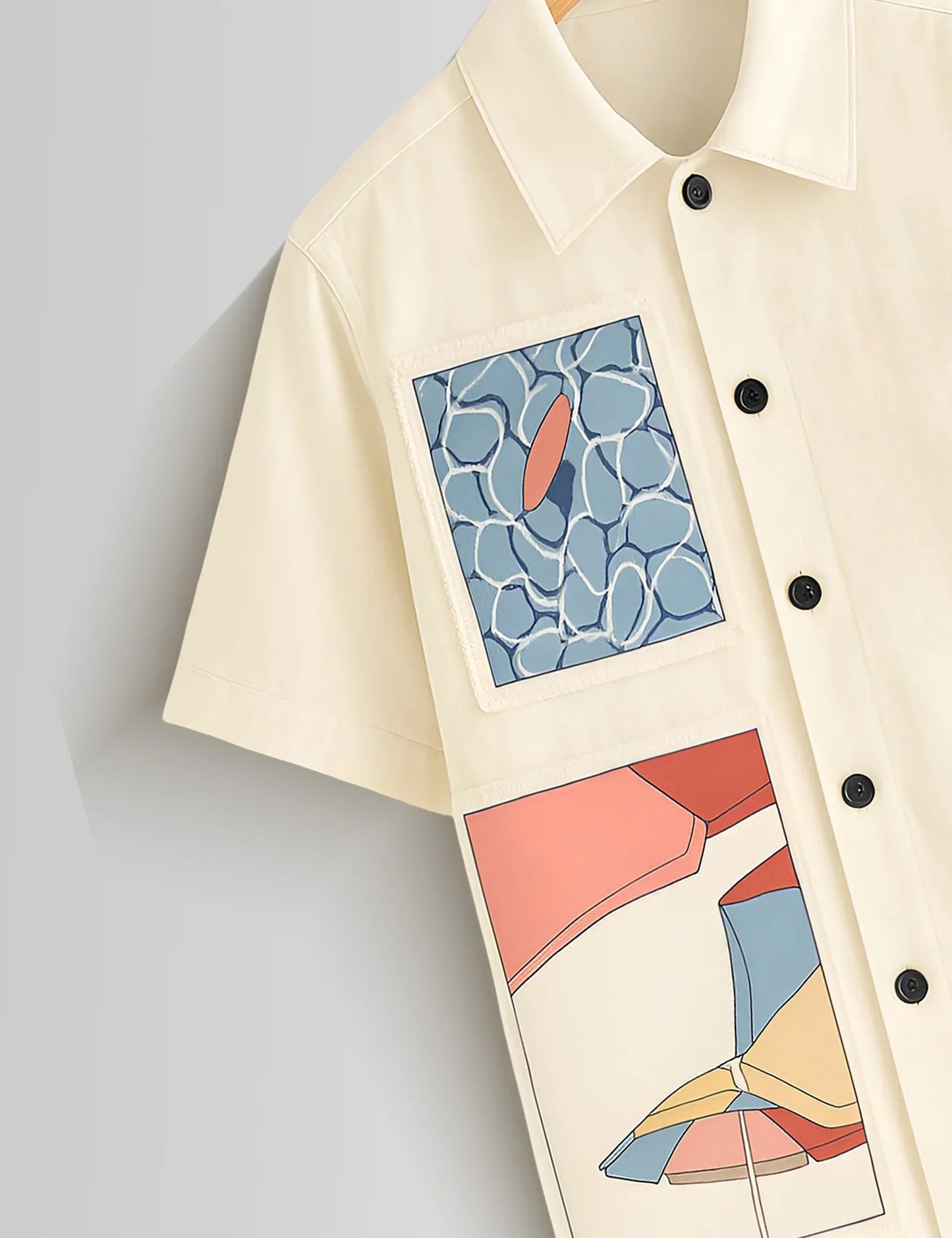 Shop HarbourStreets Cream Half Patch Printed Latest Trend Shirt Online