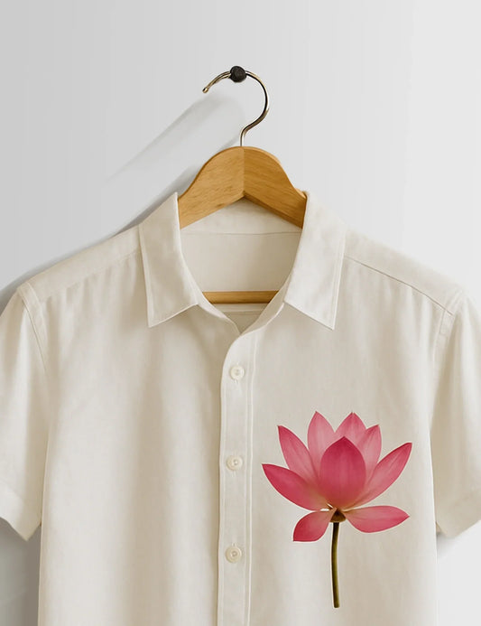 Buy HarbourStreets Cream Lotus Printed Premium Shirt Online In Kerala