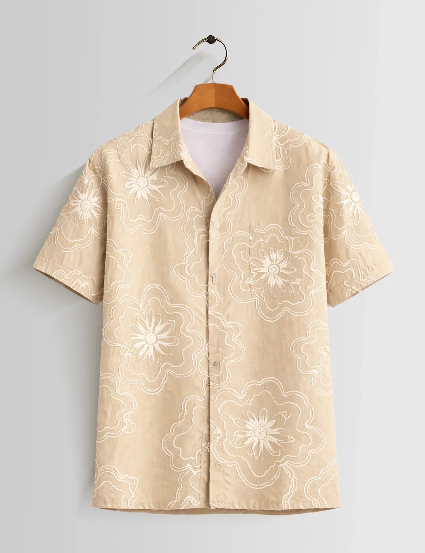 Buy HarbourStreets Goa Style Cream Outline Premium Half Sleeve Shirt Online