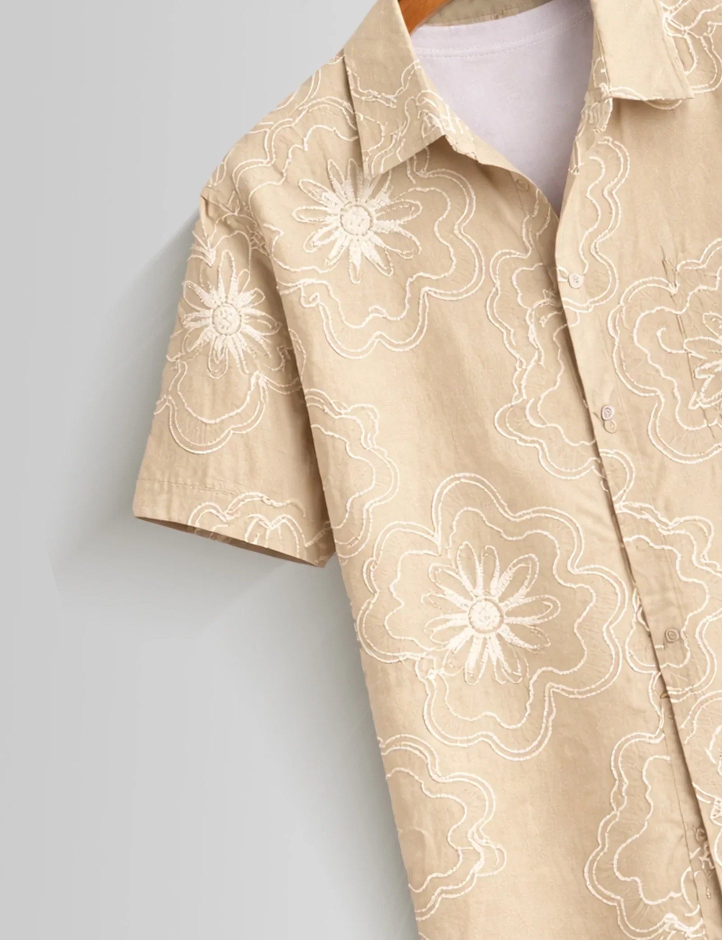 Buy HarbourStreets Goa Style Cream Outline Premium Half Sleeve Shirt Online