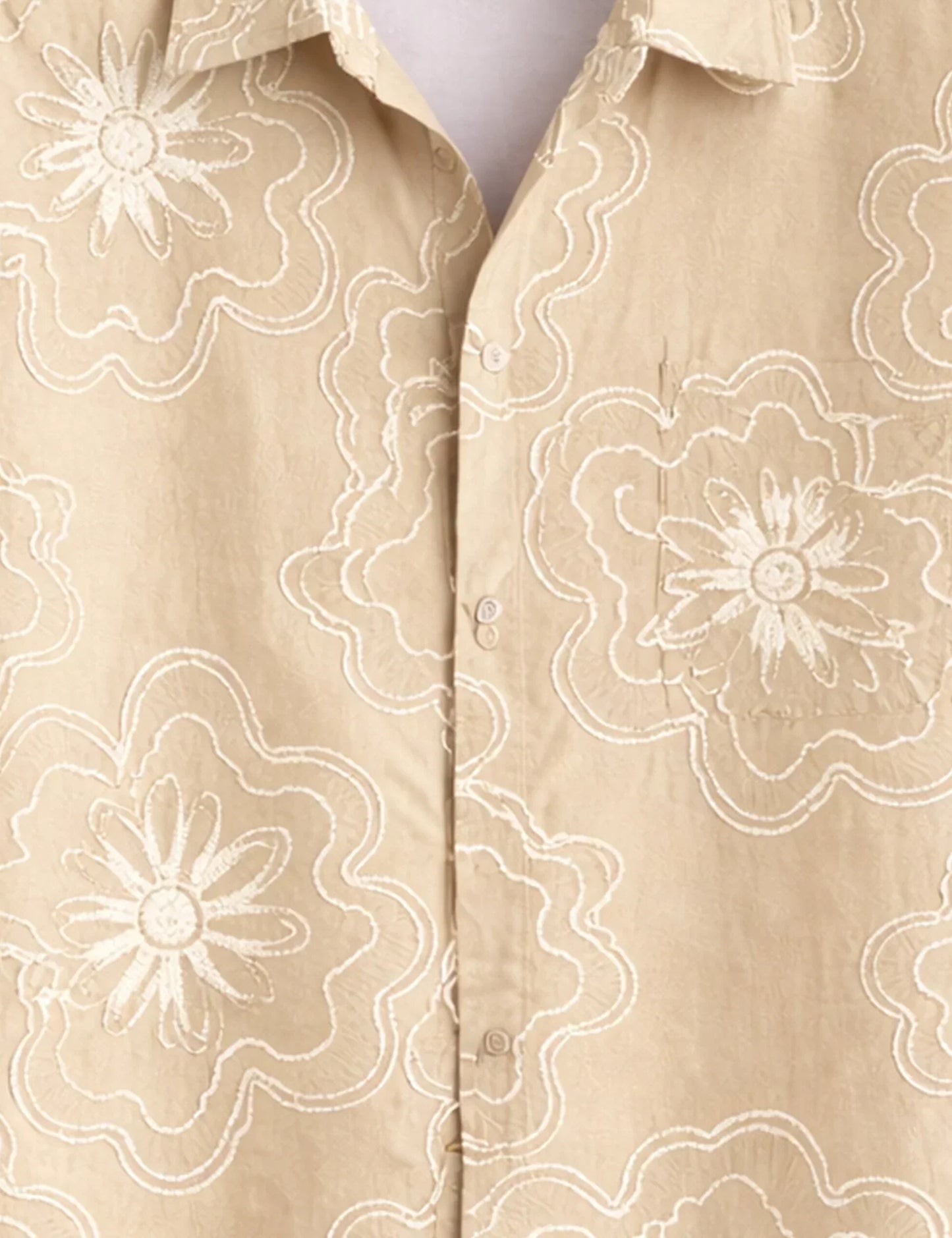 Buy HarbourStreets Goa Style Cream Outline Premium Half Sleeve Shirt Online