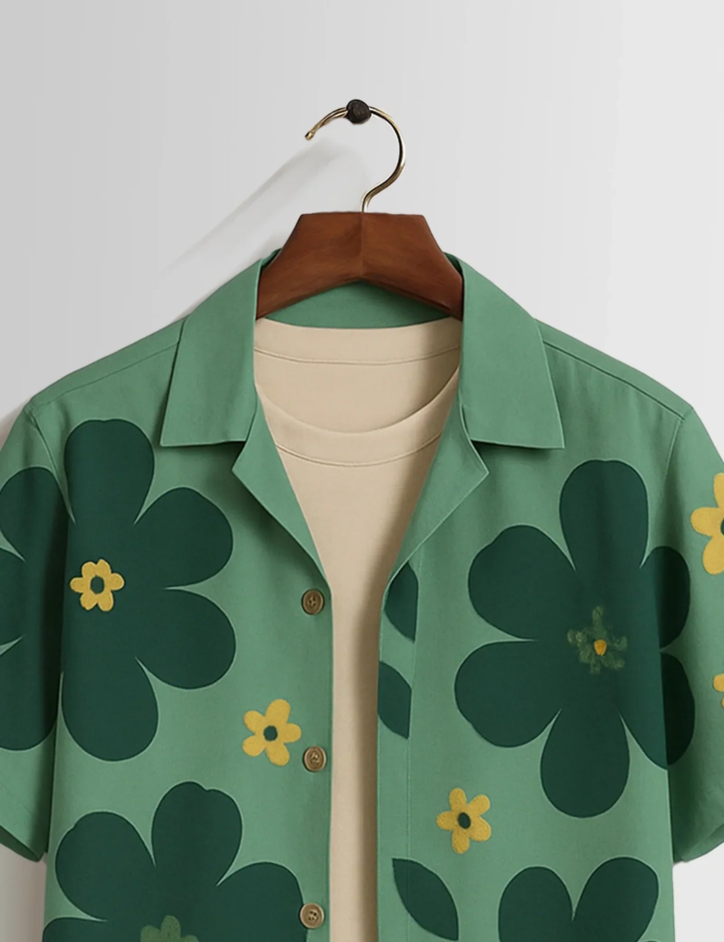 Shop HarbourStreets Tamil Style Green Big Flower Printed Premium Shirt Online In Banglore