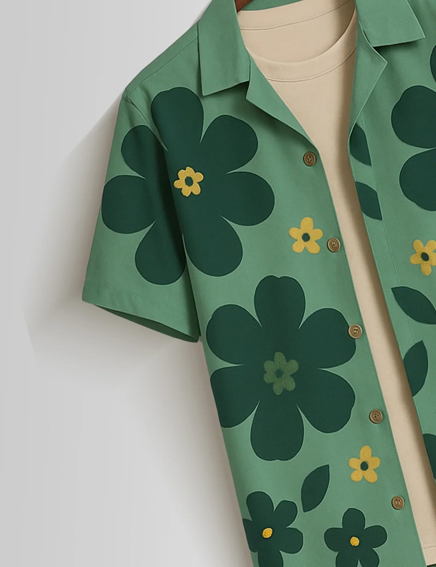 Shop HarbourStreets Tamil Style Green Big Flower Printed Premium Shirt Online In Banglore