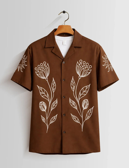 Buy HarbourStreets Maroon Outline Premium Half Sleeve Shirt Online in Mumbai