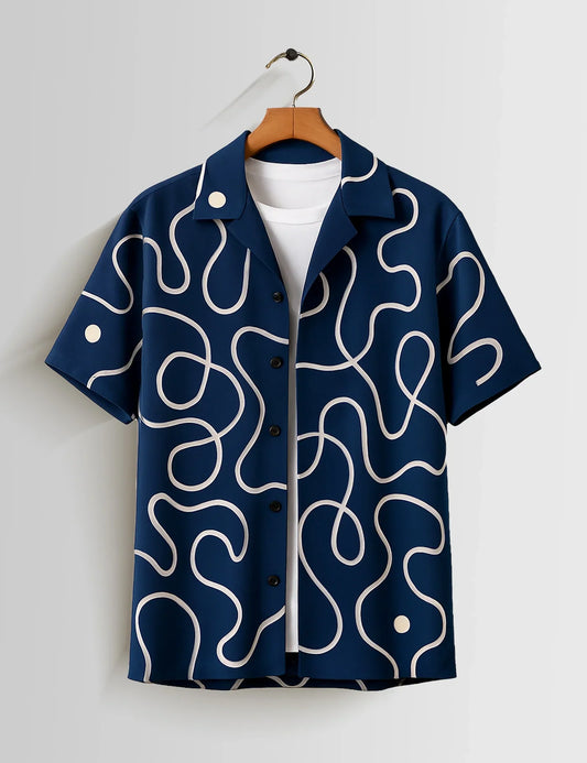 Buy HarbourStreets Navy Blue Printed Premium Shirt Online In Banglore