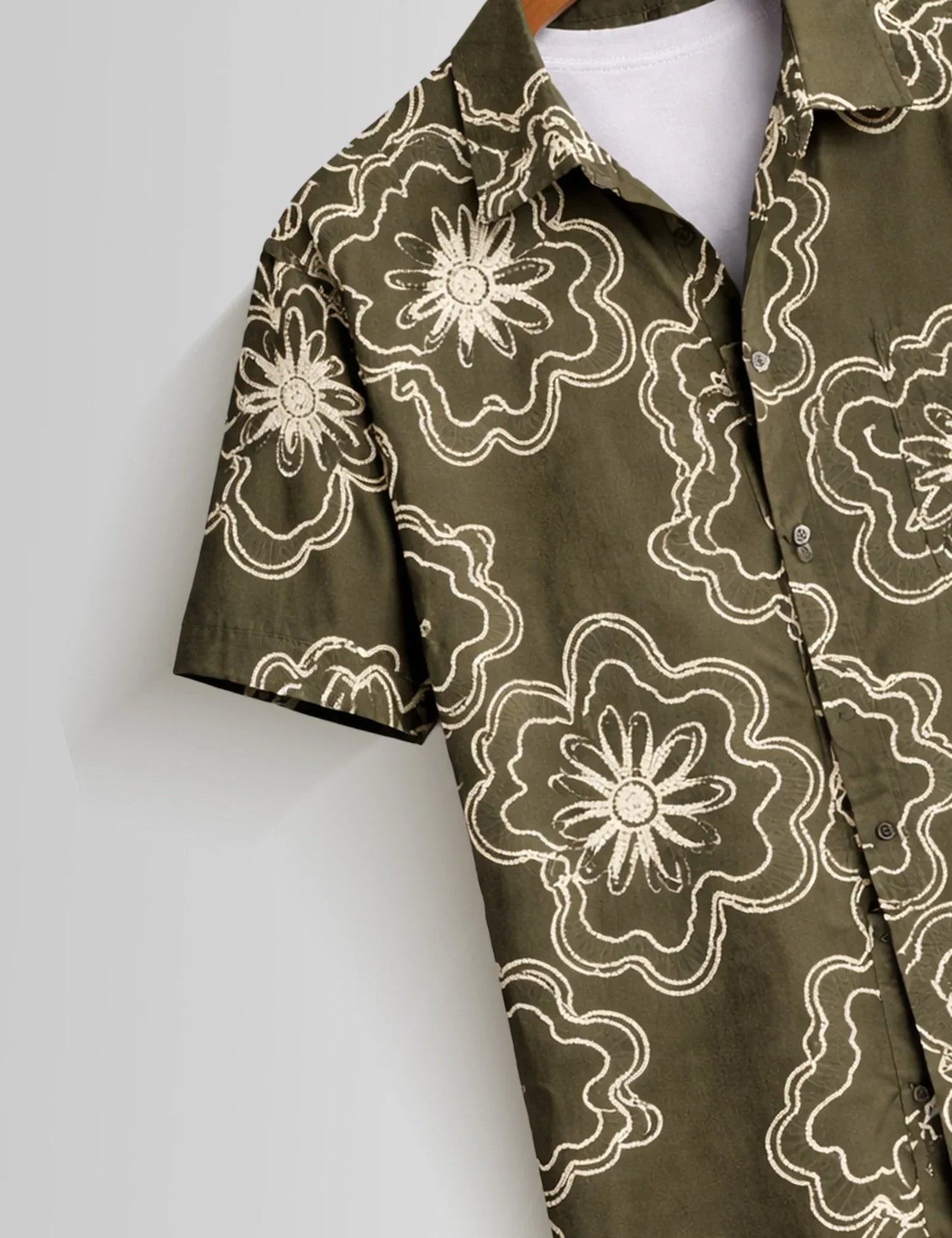 Shop HarbourStreets Outline Flower Premium Half Sleeve Shirt Online In Mumbai