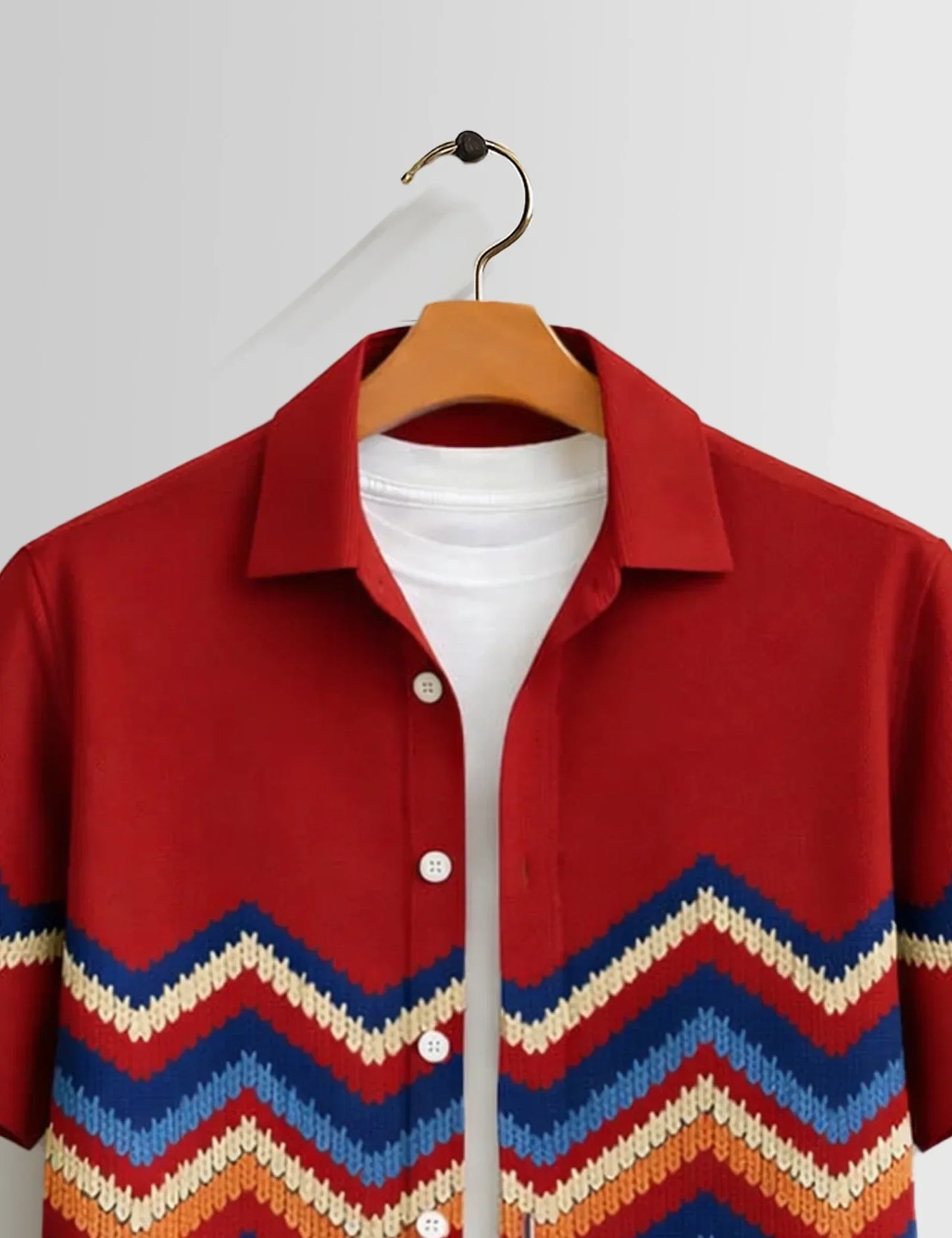 Buy HarbourStreets Red Zigzag Premium Half Sleeve Shirt Online In Gurgao