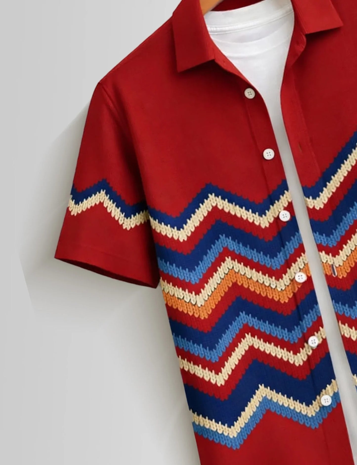 Buy HarbourStreets Red Zigzag Premium Half Sleeve Shirt Online In Gurgao